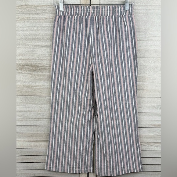 SUITE BENEDICT Women's Pull On Casual Cropped Pants Striped 100% Cotton-Small - Picture 3 of 3